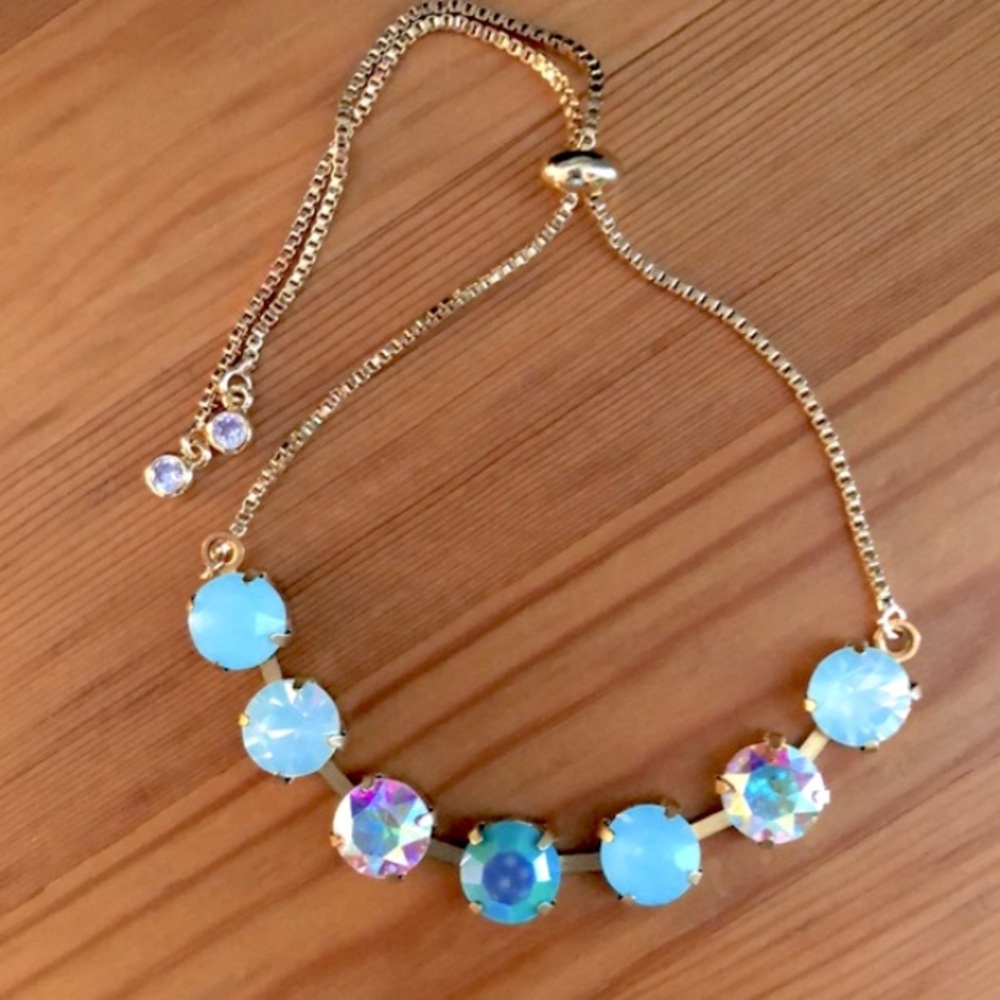 Aqua Aurora Borealis Crystal Bracelet - Picture 15 of 16